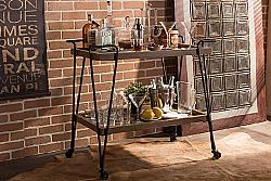 BAXTON STUDIO YLX-9040 JESSICA 33 1/2 INCH RUSTIC INDUSTRIAL STYLE TEXTURED METAL AND ASH WOOD MOBILE SERVING BAR CART - ANTIQUE BLACK AND DISTRESSED