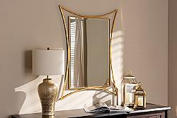 BAXTON STUDIO RXW-6231 MELIA 32 INCH MODERN AND CONTEMPORARY RECTANGULAR ACCENT WALL MIRROR - ANTIQUE GOLD