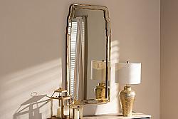 BAXTON STUDIO RXW-8011 ALICE 26 INCH MODERN AND CONTEMPORARY QUEEN ANNE STYLE ACCENT WALL MIRROR - ANTIQUE GOLD