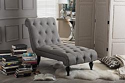 BAXTON STUDIO BBT5211 LAYLA 25 3/8 INCH MID-CENTURY RETRO MODERN FABRIC UPHOLSTERED BUTTON TUFTED CHAISE LOUNGE