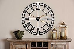 BAXTON STUDIO METAL WC-31.5 INCH JANETTE 31 1/4 INCH CLASSIC CONTEMPORARY METAL WALL CLOCK - BLACK AND GOLD