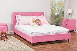 BAXTON STUDIO BBT6140-FULL-PINK BARBARA 56 1/2 INCH LEATHER MODERN FULL SIZE BED WITH CRYSTAL BUTTON-TUFTING - PINK