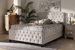 BAXTON STUDIO ANNALISA-QUEEN ANNALISA 88 3/4 INCH MODERN TRANSITIONAL FABRIC UPHOLSTERED BUTTON TUFTED QUEEN SIZE PANEL BED