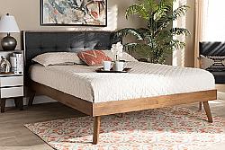 BAXTON STUDIO SW8180-M17-KING ALKE 78 3/4 INCH MID-CENTURY MODERN FABRIC UPHOLSTERED AND WOOD KING SIZE PLATFORM BED