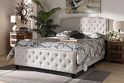 BAXTON STUDIO MARION-KING MARION 88 1/4 INCH MODERN TRANSITIONAL FABRIC UPHOLSTERED BUTTON TUFTED KING SIZE PANEL BED
