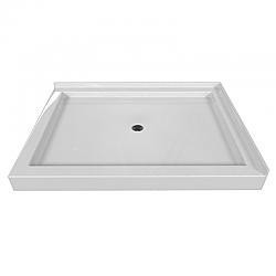 VALLEY ACRYLIC SBDT-4836 SIGNATURE 48 INCH X 36 INCH DOUBLE THRESHOLD ACRYLIC CENTER DRAIN SHOWER BASE