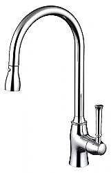 VALLEY ACRYLIC 07.591.100 AFFORDABLE LUXURY 16 3/4 INCH SINGLE HOLE DECK MOUNT HIGH-ARC SPOUT KITCHEN FAUCET WITH LEVER HANDLE AND PULL-DOWN SPRAY - CHROME