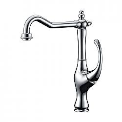 VALLEY ACRYLIC 081.570.100 ZARA AFFORDABLE LUXURY 12 5/8 INCH SINGLE HOLE DECK MOUNT SHEPHERD SPOUT KITCHEN FAUCET WITH LEVER HANDLE - CHROME