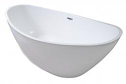 VALLEY ACRYLIC CHARM VA6807BFSWHT AFFORDABLE LUXURY 71 1/2 INCH CONTEMPORARY OVAL FREESTANDING ACRYLIC INSULATED BATHTUB - WHITE