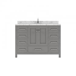 VIRTU USA GS-50048-CMSQ-NM CAROLINE AVENUE 48 INCH SINGLE BATH VANITY WITH WHITE QUARTZ TOP AND SQUARE SINK WITHOUT FAUCET