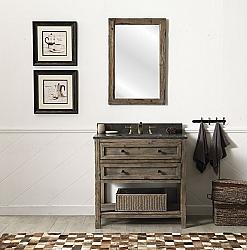 LEGION FURNITURE WH8036-BR 36 INCH WOOD VANITY IN BROWN WITH MARBLE TOP, NO FAUCET