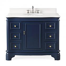 CHANS FURNITURE 1044NB-QT 42 INCHES BENTON COLLECTION SESTO BATHROOM VANITY IN NAVY BLUE