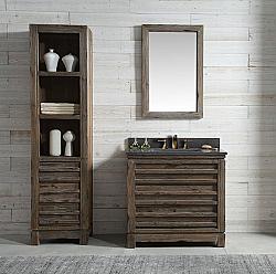 LEGION FURNITURE WH8436 36 INCH WOOD VANITY IN BROWN WITH MOON STONE TOP, NO FAUCET
