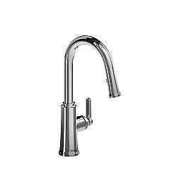RIOBEL TTRD101 TRATTORIA 16 INCH SINGLE HOLE DECK MOUNT PULL-DOWN KITCHEN FAUCET WITH C-SPOUT AND LEVER HANDLE