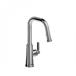 RIOBEL TTSQ101 TRATTORIA 15 3/8 INCH SINGLE HOLE DECK MOUNT PULL-DOWN KITCHEN FAUCET WITH U-SPOUT AND LEVER HANDLE