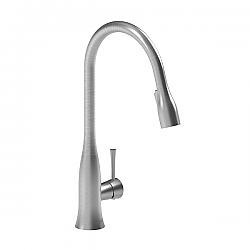 RIOBEL ED101SS EDGE 16 1/8 INCH SINGLE HOLE DECK MOUNT PULL-DOWN KITCHEN FAUCET WITH LEVER HANDLE - STAINLESS STEEL