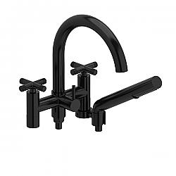 RIOBEL RU06+KN RIU 6 3/8 INCH 11.6 GPM DECK MOUNT TUB FILLER WITHOUT RISERS WITH KNURLED CROSS HANDLES