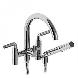 RIOBEL RU06LKN RIU 6 3/8 INCH 11.6 GPM DECK MOUNT TUB FILLER WITHOUT RISERS WITH KNURLED LEVER HANDLES