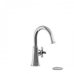 RIOBEL MMRDS01X MOMENTI 9 3/8 INCH DECK MOUNT SINGLE HOLE BATHROOM FAUCET WITH C-SPOUT AND X-SHAPE HANDLE