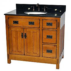 SAGEHILL DESIGNS AC3621DN AMERICAN CRAFTSMAN 36 INCH OAK VANITY CABINET ONLY WITH 3 DRAWERS