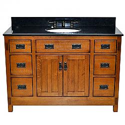 SAGEHILL DESIGNS AC4821DN AMERICAN CRAFTSMAN 48 INCH OAK VANITY CABINET ONLY WITH 6 DRAWERS