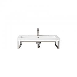 JAMES MARTIN 055BK16BNK31.5WG2 TWO BOSTON 15 1/4 INCH WALL BRACKETS IN BRUSHED NICKEL WITH 31.5 INCH WHITE GLOSSY COMPOSITE COUNTERTOP