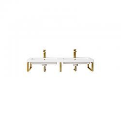 JAMES MARTIN 055BK18RGD47WG2 THREE BOSTON 18 INCH WALL BRACKETS IN RADIANT GOLD WITH 47 INCH WHITE GLOSSY COMPOSITE COUNTERTOP