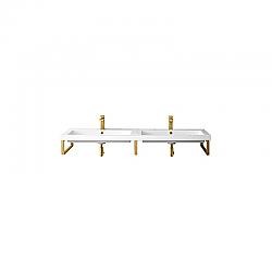 JAMES MARTIN 055BK18RGD63WG2 THREE BOSTON 18 INCH WALL BRACKETS IN RADIANT GOLD WITH 63 INCH WHITE GLOSSY COMPOSITE COUNTERTOP