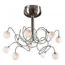 PLC LIGHTING 6039 SN FUSION 21 INCH 20W MATTE OPAL GLASS 9-LIGHT DIMMABLE CEILING LIGHT - SATIN NICKEL