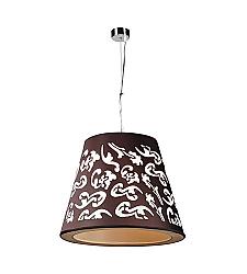 PLC LIGHTING 73037 BLACK INFINITY 20 INCH 100W FABRIC SHADE WITH WHITE FLORAL PRINT DIMMABLE PENDANT LIGHT - POLISHED CHROME