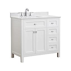 CAHABA CA101010 36 INCH VANITY IN WHITE WITH MARBLE VANITY TOP IN WHITE AND WHITE BASIN