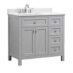 CAHABA CA101013 36 INCH VANITY IN DOVE GREY WITH MARBLE VANITY TOP IN WHITE AND WHITE BASIN