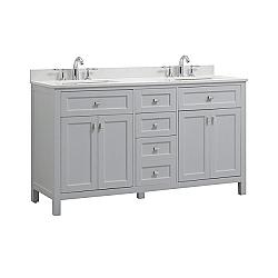 CAHABA CA101015 60 INCH VANITY IN DOVE GREY WITH MARBLE VANITY TOP IN WHITE AND WHITE BASIN