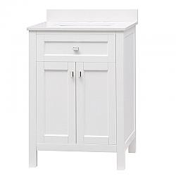 CAHABA CA101016 JUNIPER 24 INCH VANITY WITH CULTURED MARBLE TOP AND CERAMIC SINK IN WHITE