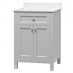 CAHABA CA101017 JUNIPER 24 INCH VANITY WITH CULTURED MARBLE TOP AND CERAMIC SINK IN DOVE GRAY