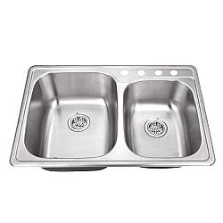 CAHABA CA113233 33 INCH 20 GAUGE STAINLESS STEEL DOUBLE BOWL KITCHEN SINK