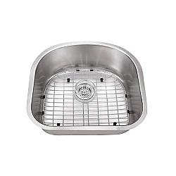 CAHABA CA122SBD30 23-1/4 INCH 18 GAUGE STAINLESS STEEL SINGLE BOWL D-SHAPE KITCHEN SINK WITH GRID SET AND DRAIN ASSEMBLY