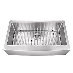 CAHABA CA231SB32 33 INCH 16 GAUGE STAINLESS STEEL APRON FRONT SINGLE BOWL KITCHEN SINK WITH GRID SET AND DRAIN ASSEMBLY