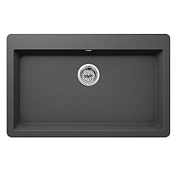 CAHABA CA344SB33-G 33 INCH QUARTZ SINGLE BOWL KITCHEN SINK IN GRAY WITH TWIST AND LOCK STRAINER