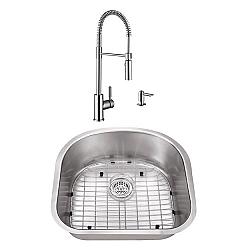 CAHABA CASC0040 23 INCH 18 GAUGE STAINLESS STEEL SINGLE BOWL KITCHEN SINK WITH PULL DOWN INDUSTRIAL STYLE KITCHEN FAUCET AND SOAP DISPENSER