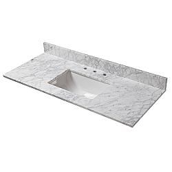 CAHABA CAVT0169 49 X 22 INCH CARRARA MARBLE VANITY TOP WITH TROUGH BOWL AND 8 INCH FAUCET SPREAD