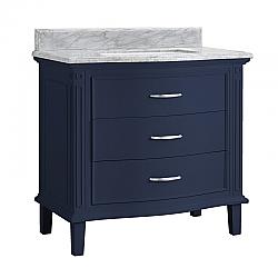 CAHABA CAVMIR36MB MIRA 36 INCH  VANITY IN MIDNIGHT BLUE WITH ENGINEERED STONE TOP AND CERAMIC BASIN