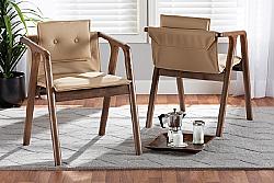 BAXTON STUDIO RDC828-DC MARCENA 21 3/4 INCH MID-CENTURY MODERN IMITATION LEATHER UPHOLSTERED AND WOOD DINING CHAIR, SET OF TWO