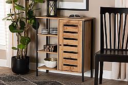 BAXTON STUDIO MP008-WOTAN OAK-SHOE CABINET VANDER 27 5/8 INCH MODERN AND CONTEMPORARY WOOD AND METAL ONE DOOR SHOE STORAGE CABINET - OAK BROWN AND BLACK