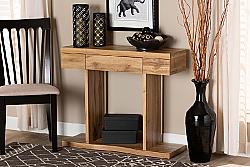 BAXTON STUDIO FP-04-WOTAN OAK-CONSOLE OTIS 35 3/8 INCH MODERN AND CONTEMPORARY WOOD THREE DRAWER CONSOLE TABLE - OAK BROWN