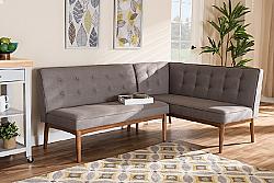 BAXTON STUDIO BBT8051-GREY-2PC SF BENCH ARVID 53 1/2 INCH MID-CENTURY MODERN FABRIC UPHOLSTERED TWO PIECE WOOD DINING NOOK BANQUETTE SET - GRAY