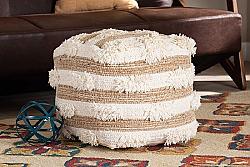BAXTON STUDIO BASQUE-NATURAL/IVORY-POUF BASQUE 15 3/4 INCH MODERN AND CONTEMPORARY MOROCCAN INSPIRED HANDWOVEN WOOL BLEND POUF OTTOMAN - NATURAL AND IVORY