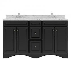 VIRTU USA ED-25060-CMSQ-NM TALISA 60 INCH DOUBLE BATH VANITY WITH CULTURED MARBLE QUARTZ TOP AND SQUARE SINKS WITHOUT FAUCET