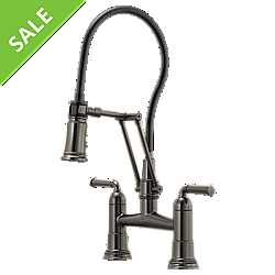 SALE! BRIZO 62174LF-SL ROOK ARTICULATING BRIDGE FAUCET WITH FINISHED HOSE IN LUXE STEEL