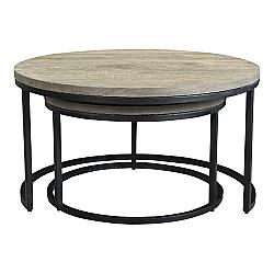 MOE'S HOME COLLECTION BV-1011-15 DREY 31 1/2 INCH ROUND NESTING COFFEE TABLES, SET OF 2 - GREY